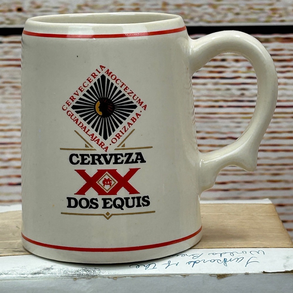 Vintage 1981 Dos‎ Equis Beer Stein Franklin Porcelain Moctezuma Limited Edition